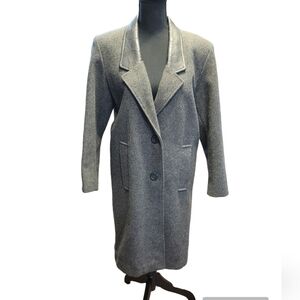 Hunters Run Vintage Double Lapel 100% Wool & Leather Trench Coat Size 5